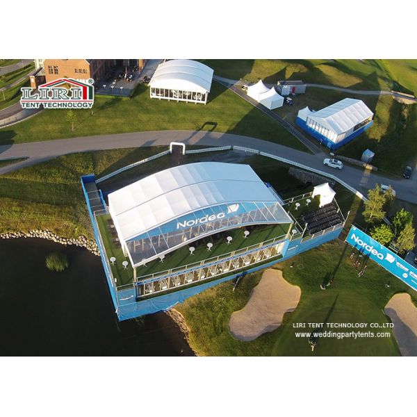 Шатры двойного Decker цвета формы купола голубые с стеклянными стенами для емкости спортивных соревнований большой