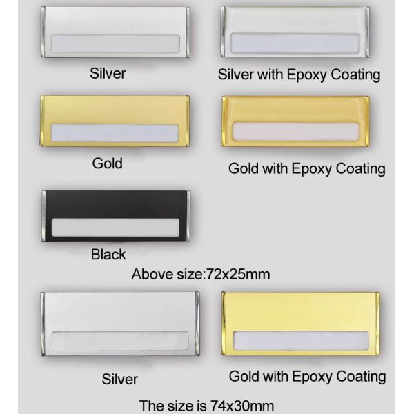 Embalagens de nome de metal magnético personalizado para encomenda de trabalho Embalagens de nome com logotipo de marca