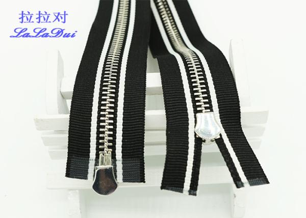 Silver Teeth Two Way Metal Zip Double Euro Type Sliders 100% Polyester Tape For Bags
