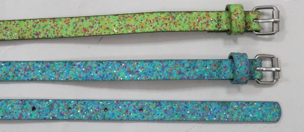 Glittery Dot Printing Kids Fashion Belts With Antic Silver Buckle 1.5cm Width