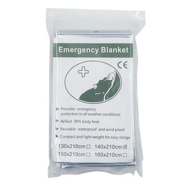 Emergência Prata Mylar Compacto térmico Coberturas impermeáveis para primeiros socorros Kit de desastres naturais Equipamento corpo de retenção
