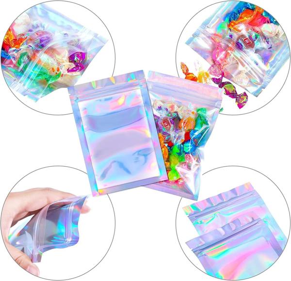 CTCX Pvc Zipper Zip Seal Ziplock Plastic Bags Holographic Slider Zip Packing Poly Mylar Bags Custom Plastic Bags Ziplock