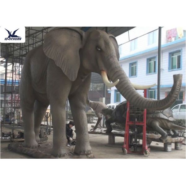 Zoo Park Decorative Life Size Animatronic Animals Large Elephant Figurines 
