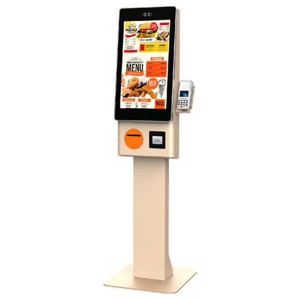 Self Ordering Kiosk with 23.8 Inch Touch Display and Card Payment for Fast-Food Restaurants - Floor Standing Design