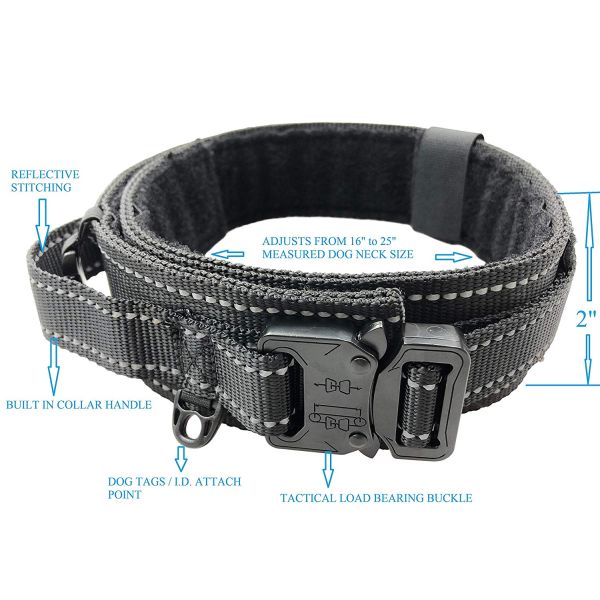 Metal Buckle Military Dog Collar Nylon Reflective K9 Quick Release Fit All Seasons