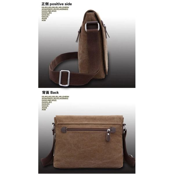 Custom Business Men's Crossbody Shoulder Washable Canvas Messenger Bag For Men