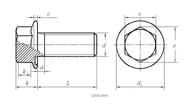 YJT 1047 Hex Head Bolts Grade 8.8 With Flange Waterproof Carbon Steel Galvanized