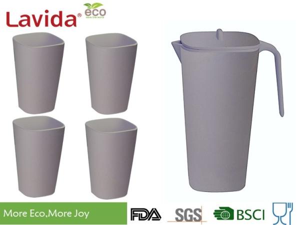 Non-Toxic Environmental Friendly Bamboo Water Jug Plastic Pitcher Beverage Jug With Customized Prints and Color