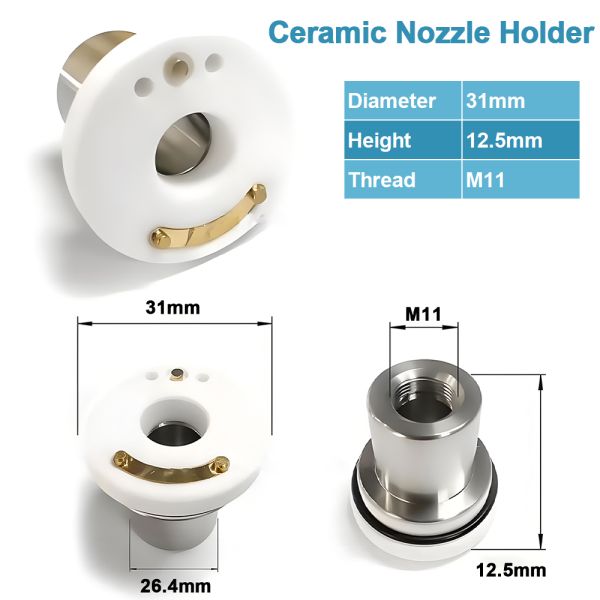 D31 M11 Laser Ceramics Nozzle Holder for MAX 3000w Laser Cutting Head with 1064nm Wavelength