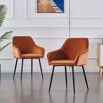 Italy Velvet Upholstered Dining Chair Metal Frame Custom Color