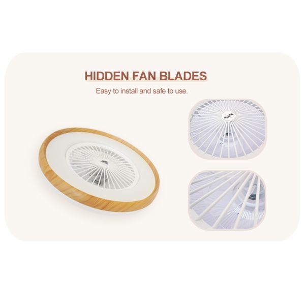 Ventilador de teto LED de design moderno de 23 polegadas com motor DC e controle remoto