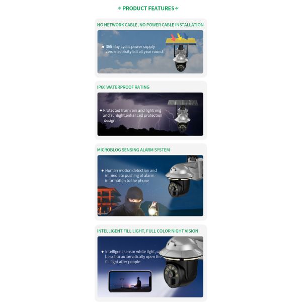 Motion Detection Two-way Audio New Wireless Garden Lights Security Monitoring 4G Solar Camera for Outdoor Use