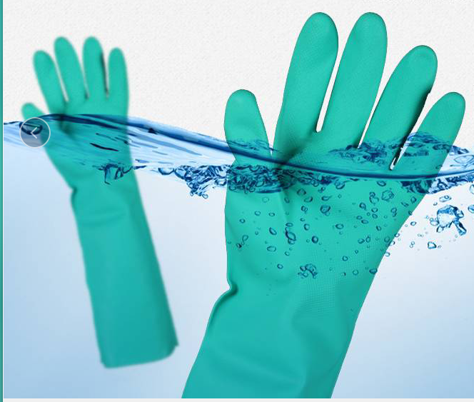 13 Inches Nitrile Gloves Solvent Resistant 15Mil Flocked Lining Heavy Duty Nitrile Gloves