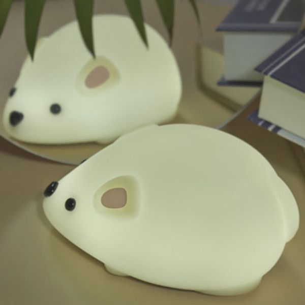 Мышь Ночное освещение для детей Заряжаемая светодиодная детская лампа Таймер Кровать Лампа Декорация детский сад Грудное вскармливание Ночное освещение