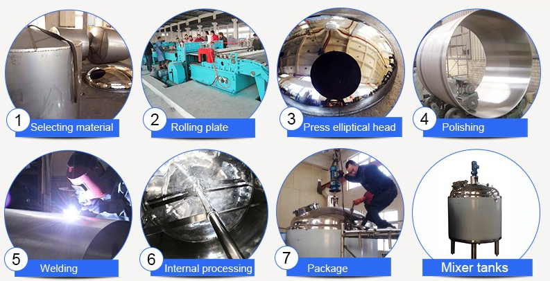 SS304 SS316 Double Jacketed Ss Tank , 1000L Stainless Steel Mixing Tank