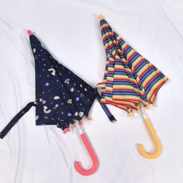 Rainbow Kids Umbrella Long Handle Safe and Easy to Open for Kindergarten Children