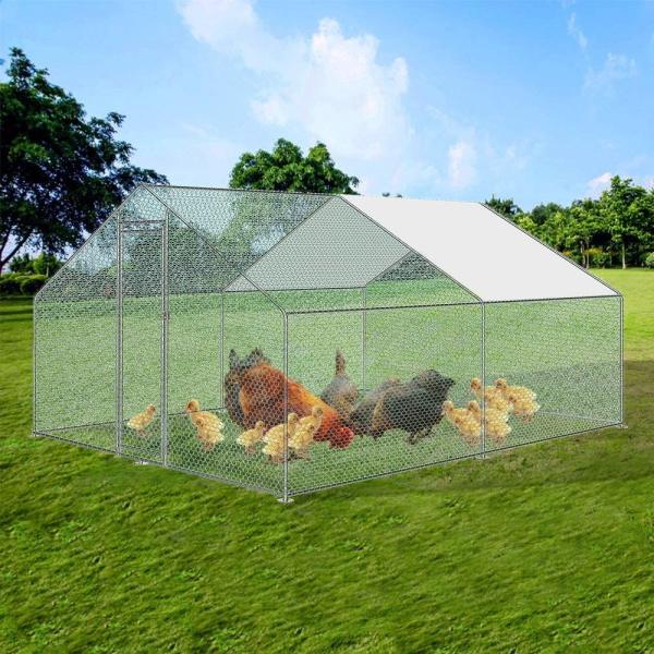 Large Walk In Chicken Cage Run Chicken Coop Run House Shade Cage 4x3m with Roof Cover Backyard