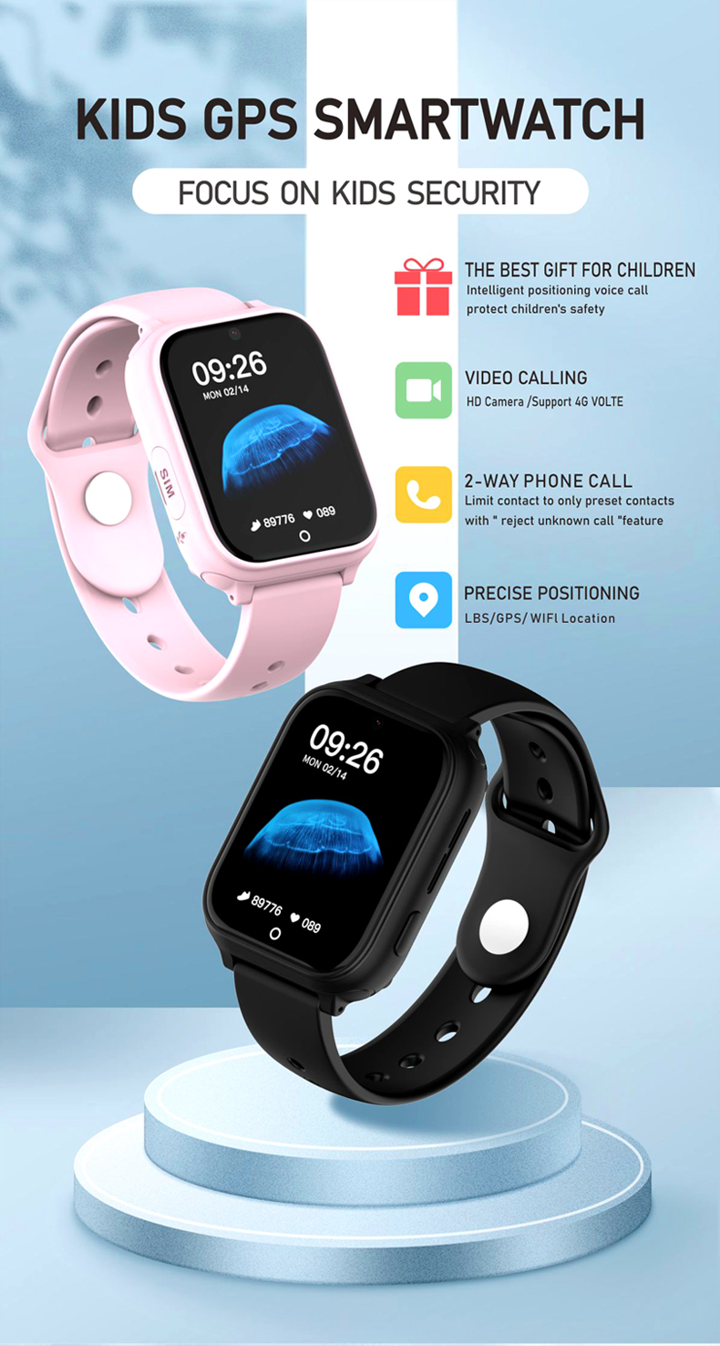 Eraysun Smart Watch Child 560mAh 1.52 Inch 240*280 LBS Location SOS Phone Call 4g SIM Card Camera Electronic Smart Watch Kids