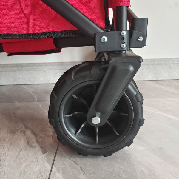 O-Type Adjustable Handle Folding Wagon Pu Wide Wheel Foldable Beach Camping Cart