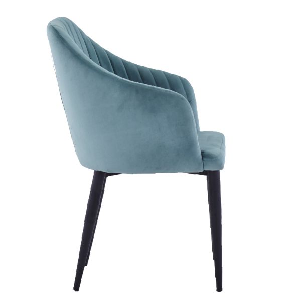 Modern Style High Back Dining Chair , PU Leather Arm Chair Fabric Metal Tube Chrome