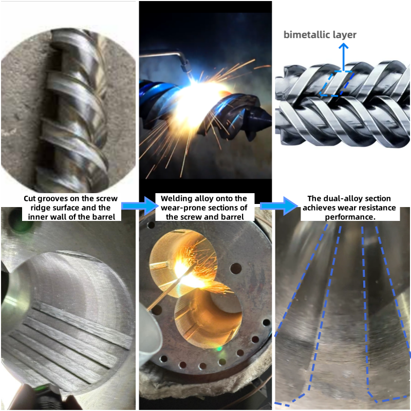 Conical Twin Screw Barrel for PVC Pipe Production with Wear Resistance, Corrosion Resistance, and Long Life Time