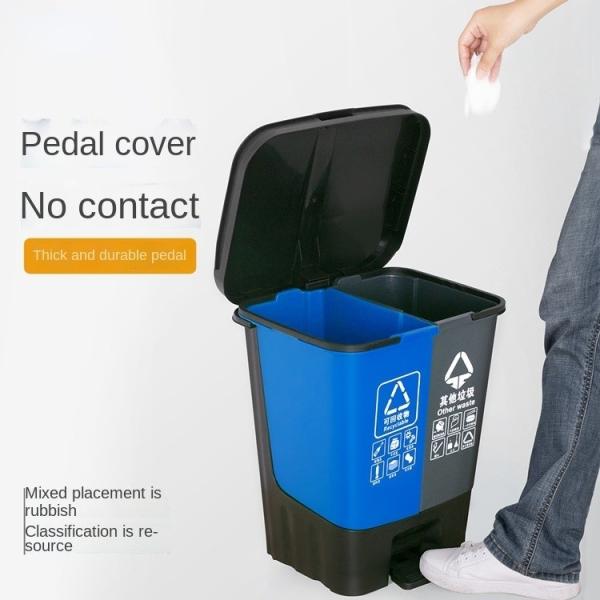 Outdoor Sanitation Household Pedal Type Dry and Wet Separation Double Bucket School Rural Plastic Sorting Trash Can