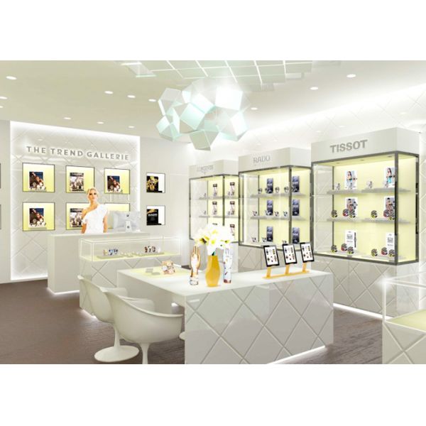 Modern Buff Jewellery Showroom Display Cases With Custom Size  Color Logo