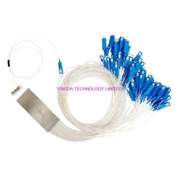 Mini Module Steel Tube 1X64 Fiber Optic PLC Splitter SC Blue Connectors