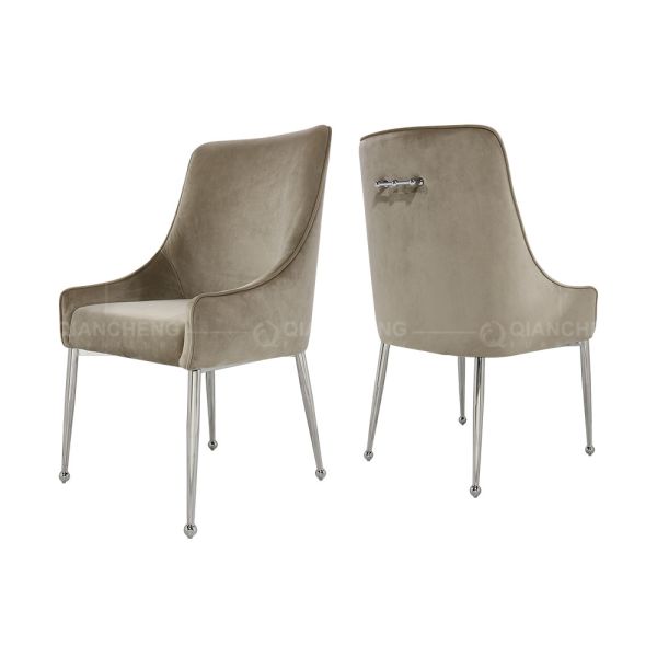 54*64*93cm Luxury Dining Room Chairs Golden Stainless Steel Metal Legs
