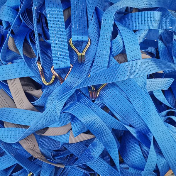 Heavy Duty 4-Ton 5-Meter Ratchet Tie Down Strap - High-Tenacity Blue Polyester Webbing with Double J Hooks