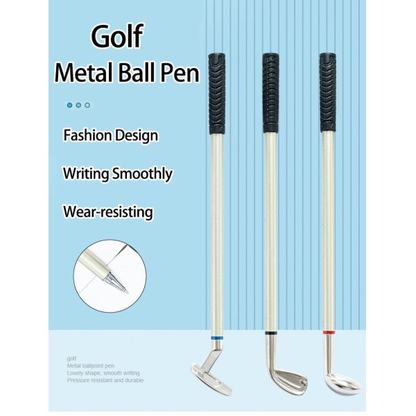 Fashion Elegant Golf Promotional Pen Set 0.7mm Metal Ball Pen Functional Stationery