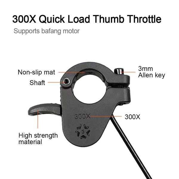 Electric Bicycle Thumb Throttle 3PIN Female 300X For 12V 24V 36V 48V 60V 72V Ebike Accessories
