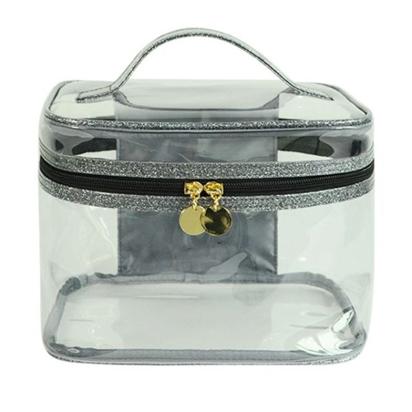 Waterproof Clear Zipper Glitter Shining PVC Cosmetic Bag