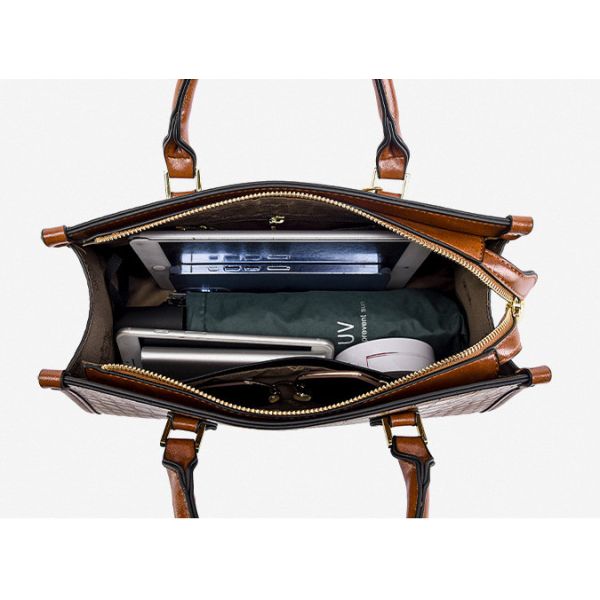 PU Women Fashion Handbag Crocodile Pattern Handbag Retro Pillow Type