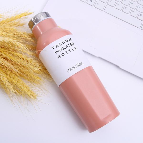 32oz Pink Double Wall Insulated Stainless Steel Hot Water Bottle With Leak Proof Lid