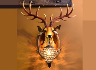 Durable Led Deer Head Wall Lamp Resin Glass Stag Head Wall Light Hand - Painted
