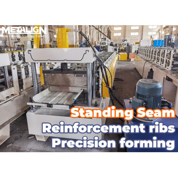 Máquina formadora de rollos para techos de costura alzada de alta precisión con transmisión por cadena y cortador hidráulico