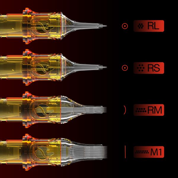 CNC Fuego Stainless Steel Round Shader Tattoo Needles Single Use Magnum Needle Tattoo 0.30mm Tattoo Cartridge Needle Stainless Steel EO Gas Sterilized CNC Tattoo Needles