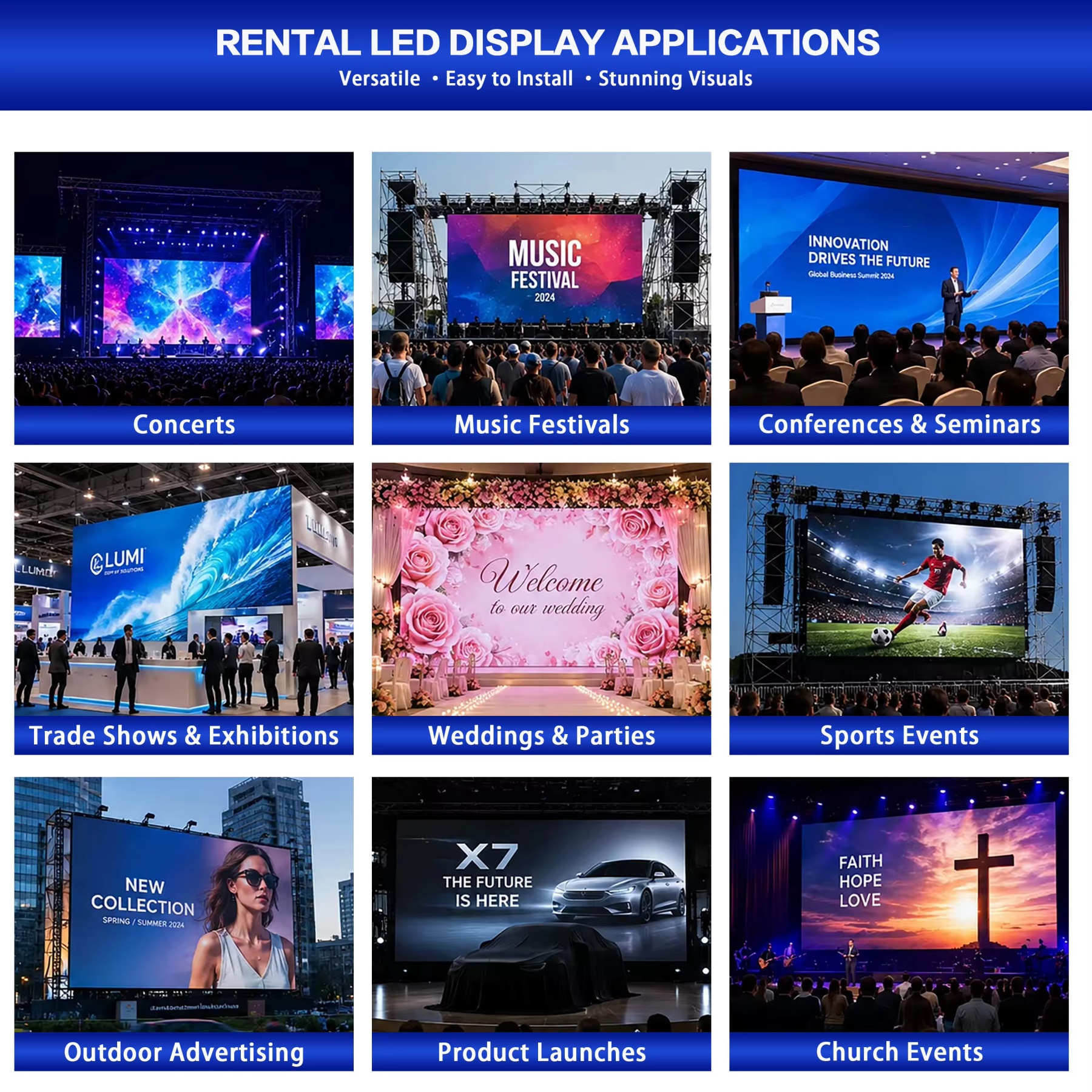 Rental LED Display Screen 3840Hz High Refresh P2.9 LED Video Wall Stage Screen Rental LED Panel for Event Production