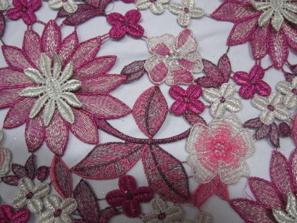 60cm Emulation Real Silks Chemical Lace Red/Green  Color Water Soluble Embroidery Fashion fabric