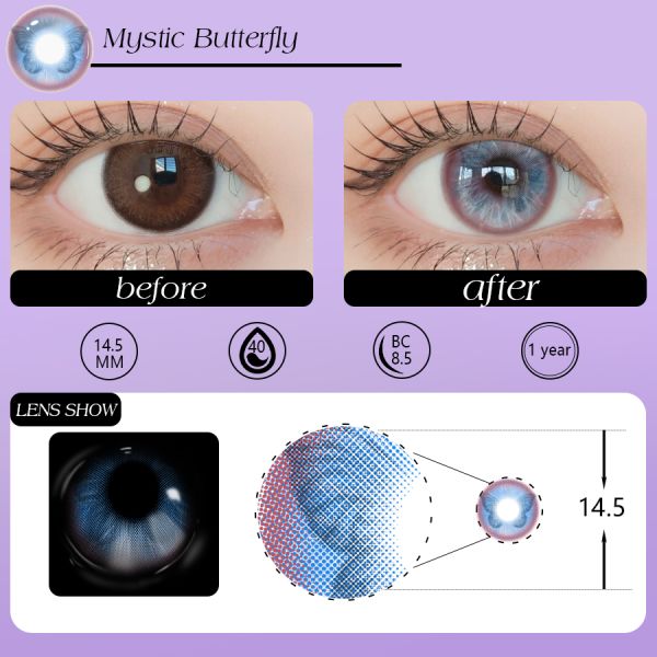 Soft Cosmetic Eye Contacts Green Cosmetic Contact Lenses 14.2mm Diameter