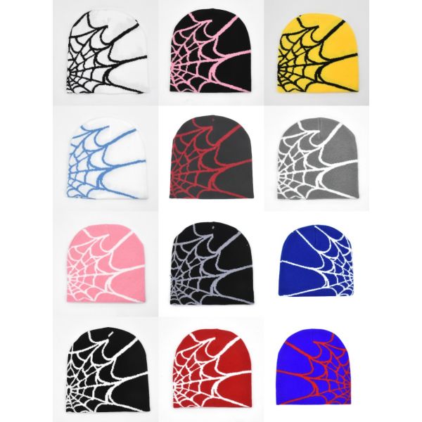 Fishing Scene Unisex Winter Beanie with Thick Knitted Spider Web Design and Y2K Style
