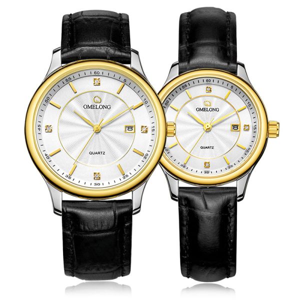 Water Resistant Quartz Stainless Steel Watch Genuine Leather Strap With SR626SW Battery