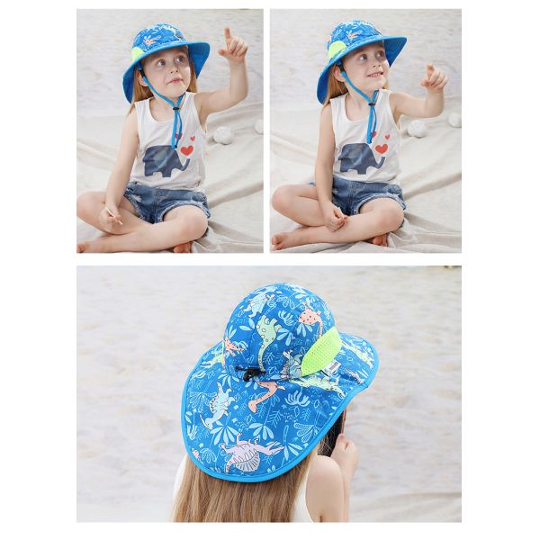 Neck Flap Upf50+ Hat Childrens Wide Brim Hats 43cm 100% Cotton
