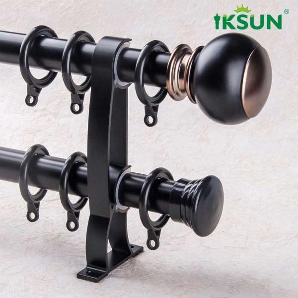 1.2mm Double Aluminium Curtain Rod Heavy Duty Matte Black Color