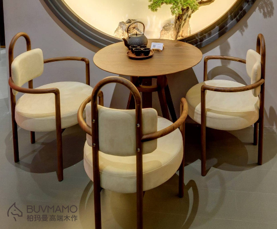 OEM/ODM CUSTOM WALNUT WOOD TEA ROOM FURNITURE - ROUND TEA TABLE, SLATE GONGFU TABLE, GLASS CONSOLE TABLE, 4 CHAIRS WITH SOLID WOOD IN CHINA, GUANGDONG