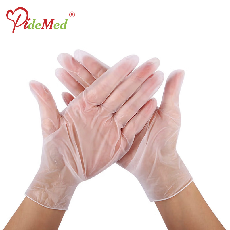 24cm Blue Vinyl Gloves PVC Clear Food Service Gloves Of Comfortable Fit