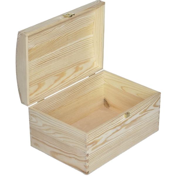 Wooden Keepsake Box Treasure Chest Memory Storage Trunk Wood Gift Art Craft for Valuables, Toys & Tools Storage Box