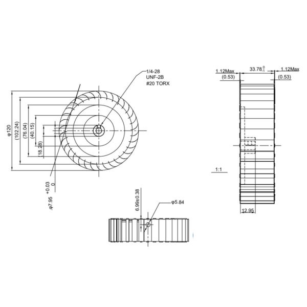 120 mm FL120341CW ventilador centrífugo impulsor de horno ventilador de ventilador rueda