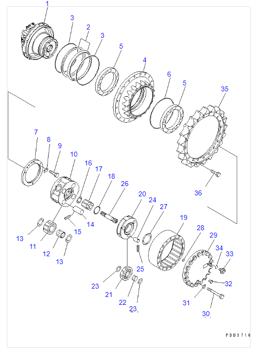 20Y-27-22190 20Y-54-26320 20Y-54-26310 20Y-54-25932 22U-27-2119 Pc200-6 Pc220-7 Sk200-6 Dh220-5 Gearbox Cover